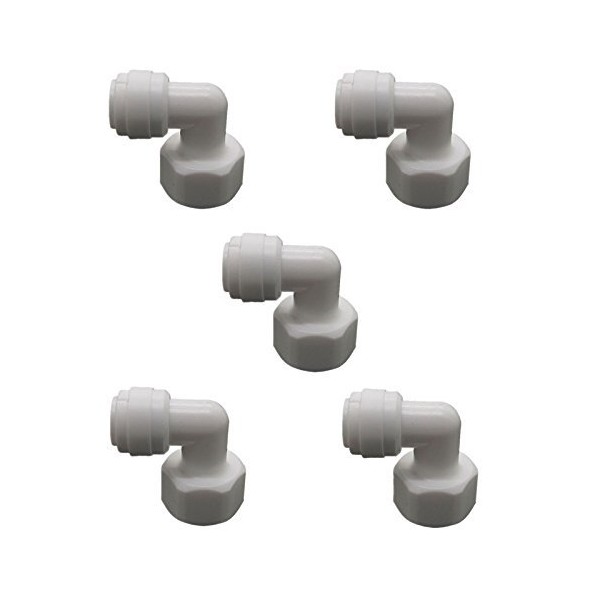Set of 5 0.5-Inches PT to 0.375-Inches White Elbow Water