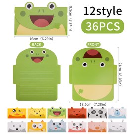 Pack of 36 Animal Thank You Cards Multipack Birthday Cards Children Cute Animal Greeting Cards Stationery with Cartoon Animal Invitation Cards for Party Christmas Cards Index Cards for Birthday Party