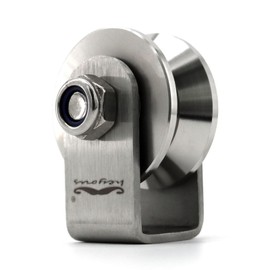 heyous Stainless Steel V-Type Groove Sliding Wheel Roller Track Rail Fixed Pulley with Bearing, Silver Tone, Long Style