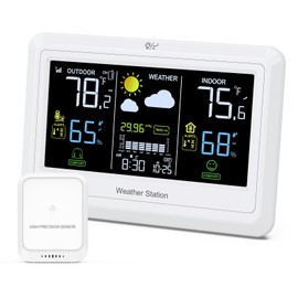 KeeKit Wireless Weather Station, Indoor Outdoor Thermometer with HD VA Display, Alerts, Max/Min Records, Pressure, Digital Temperature Humidity Monitor for Home, Office, Greenhouse