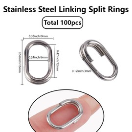 SUNNYCLUE 1 Box 100Pcs Black Oval Split Rings Double Jump Ring Bulk Metal Stainless Steel Closures Connector Fastener Keyring Links Loop for Jewellery Making Fishing Keychain DIY Crafts Accessories