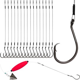 Dovesun 20PCS Circle Hooks Fishing Hooks Saltwater Freshwater Catfish Hooks 6/0 Pre-rigged Circle Hooks Wire Leader