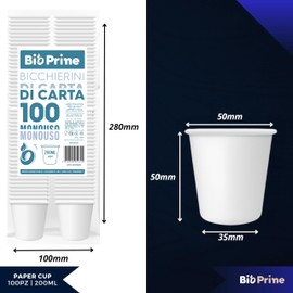 Pack of 100 – Paper Water Cups 200 ml – Biodegradable Cups – for Hot Drinks, Water and Drinks – Disposable Cups