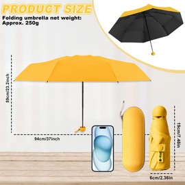 SLTAXAR Compact Umbrella Storm Resistant with 8 Ribs Pocket Umbrella Mini Umbrella Pocket Umbrella Folding UV Umbrella Mini Umbrella Lightweight Mini Umbrella Women for Handbag, yellow
