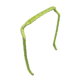 Zazzy Bandz - Curly Thick Hair - Large Headband - Hand-Wrapped Patterned (Relaxed, Silver Swirls on Lime Green)
