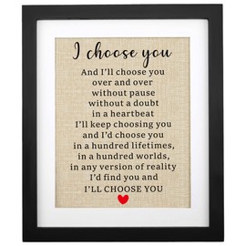 Corfara Framed Wedding Anniversary Burlap Gift 11" W X 13" H, Gifts for Couples Anniversary, Unique Gifts for Parents Anniversary, for Her, Him, Husband, Wife (I Choose You)