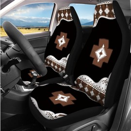 DBBXHZJY 14 Pcs Black Aztec Car Seat Covers Full Set for Women,Auto Steering Wheel Cover Armrest Cushion Protector Seat Belt Covers,Tribal Cars Interior Accessories Set Unverisal Fit Cars SUV Turcks