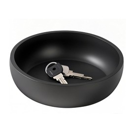 Aotea Crafts - tazón de hormigón de 7.9 pulgadas para decoración de mesa de entrada, tazón decorativo moderno industrial y minimalista para llaves, color negro carbón, textura suave, sellado y