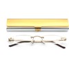 EYE ZOOM Rimless Reading Glasses with Slim Case Men and Women, Black, Gold and Gunmetal, Blue and Red