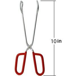 Hiash 10-Inch Heavy Duty Stainless Steel Kitchen Tongs - Non-Slip Comfortable Red Grip, Scissor Design, Heat Resistant for BBQ and Cooking