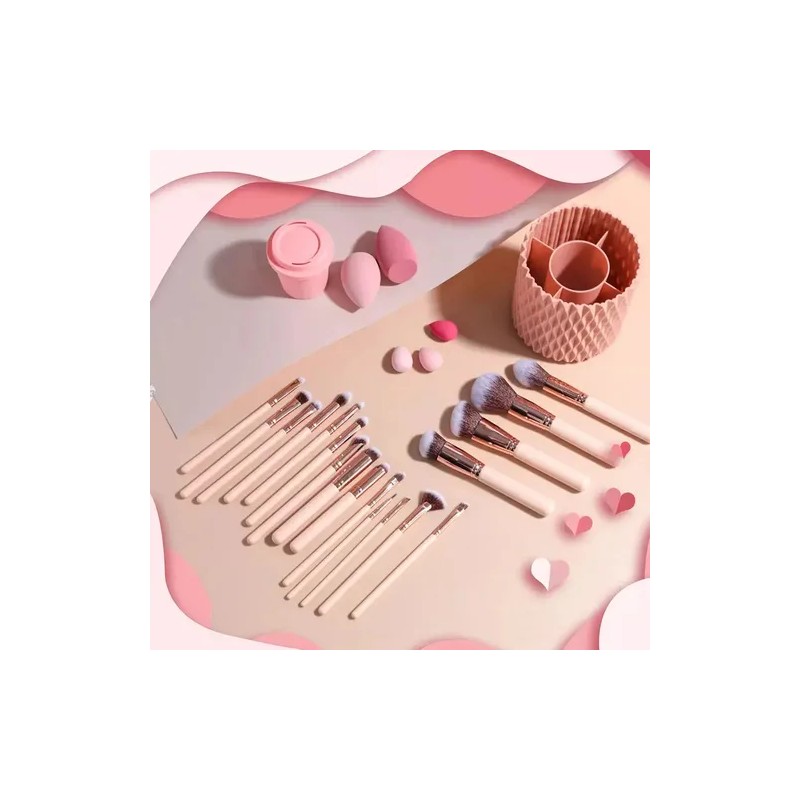 Brochas De Maquillaje Profesional Kit 27 Pcs Con 18 Brochas