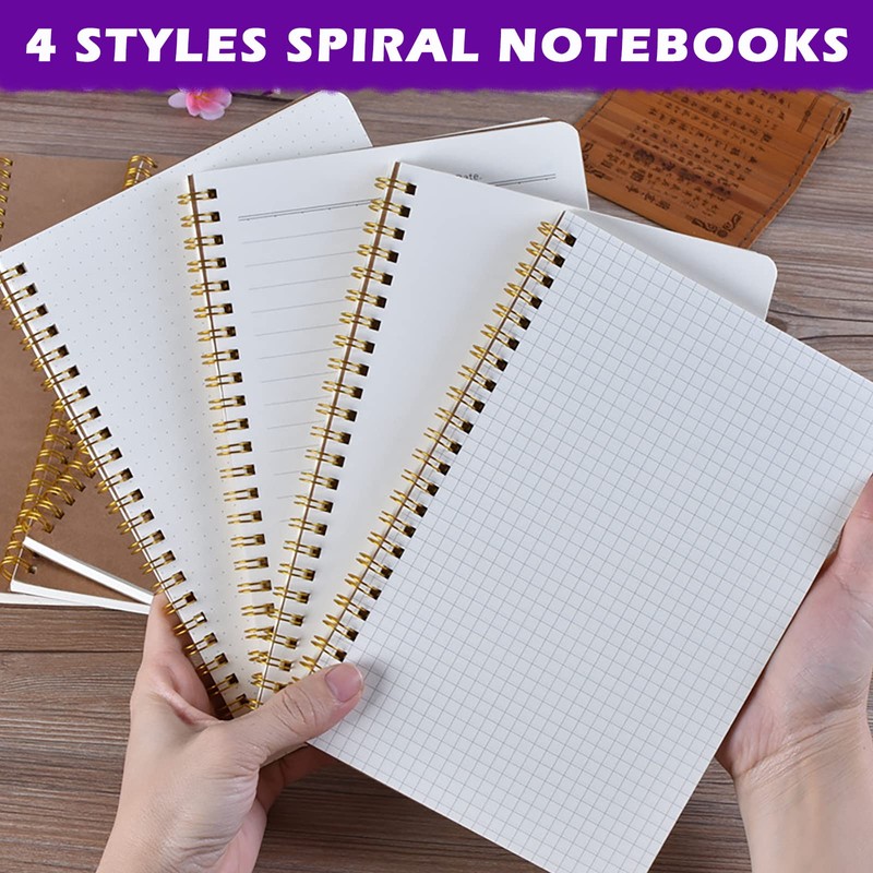 PALUDO Pack of 5 Notebook Lined A5 Spiral Notepad, Kraft