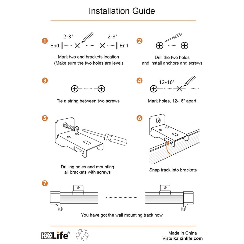 KXLIFE Wall Mount Brackets for Flexible Curtain Track, Bendable Curtain