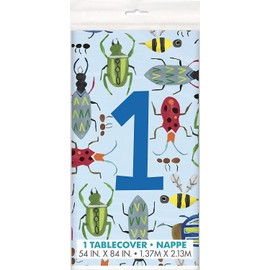 Unique Party 73343 - Bug 1st Birthday Plastic Tablecloth, 7ft x 4.5ft