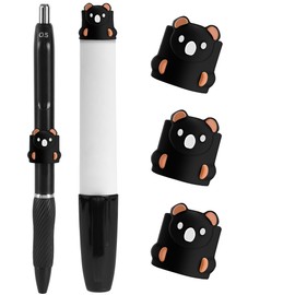 Gscocl 3PCS Silicone Strong Magnetic Pen Pencil Holder,Cute Bear Design,Holds 0.2"-0.67" (5mm-17mm) Diameter Pens for Refrigerator, Whiteboard, Metal Shelf, Garage, Music Stand, Storage Cabinet(Black)