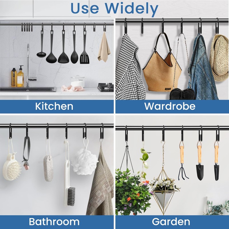 Black Shower Curtain Hooks Rings ，Double Sided Shower Curtain Rings