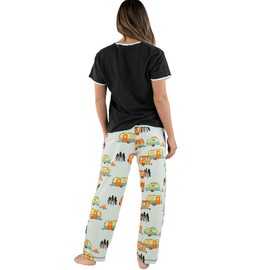 Lazy One Women's Pajama Set, Short Sleeves with Cute Prints, Relaxed Fit, Camper, RV, Starry Night (Five Star Roll-tel, Small)