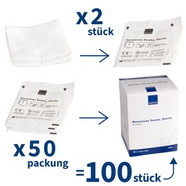 Curi-Med Sterile 4-Ply Non-Woven Dressings 5 cm x 5 cm White Pack of 100