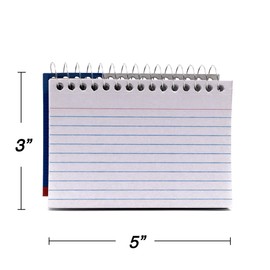 Emraw 50 Page Spiral Bound Ruled White Index Card 3”x5” – For Home, School & Office (Pack of 4)