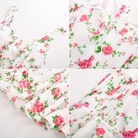 Belle Poque 2025 Summer Pink Flora Cocktail Dress 1950s Vintage Sweatheart Neck Sleeveless Flowy Swing Dress XX-Large