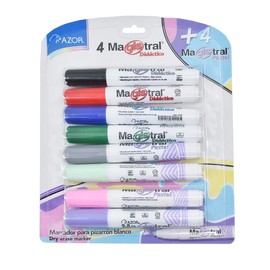 AZOR - Marcadores Para Pizarron blanco, Magistral, Colores Pastel, 8 Piezas, Didactico, Punta de Cincel, Plumones Para Pizarron, 301.8358P