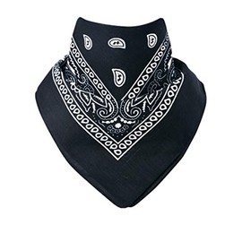 Miobo Bandana, Head & Neckerchiefs, 100% Cotton, One Size 55 x 55 cm, Paisley Black