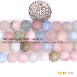 GEM-Inside 8mm Natural Multicolor Morganite Morgan Stone Gemstone Semi Precious Matte Frosted Round Beads for Jewelry Making 15"