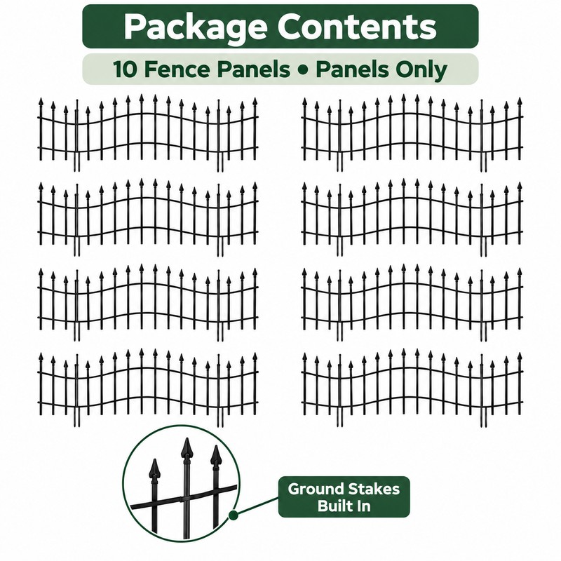 32 Inch No Dig Metal Garden Fence, 10 Pack 22