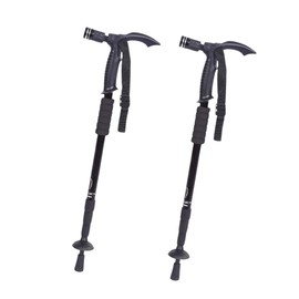 Owasi Pack of Two Collapsible Trekking Hiking Poles, Adjustable Height Walking Sticks for Traveling Camping Hiking Mountaineering (Black with cover)