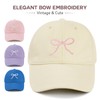 White Baseball Cap Women Adjustable Cute Bow Hats for Women
