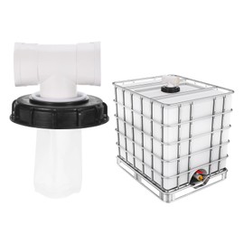 PATIKIL T-Shape IBC Lid Filter Cover 163mm Plastic Ton Barrel Cover with Washable Nylon Filter IBC Tote Hose Adapter IBC Tank Container for Rain Tank 1000L IBC Tank, Black White