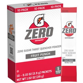Gatorade G Zero Powder, Fruit Punch, 0.10 oz Packets (10 Pack)