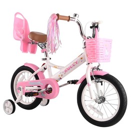 Rully Kids Bike for 2-7 Years Girls, Girls Bike with Training Wheels & Bell & Doll Seat - Color: 12 inch