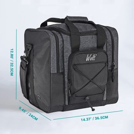 WOLT Bowling Ball Bag for Single Ball - Bowling Ball Tote Bag with Padded Ball Holder, 2 Pockets fit Bowling Shoes Up to Mens Size 14 and Accessories (GREY)