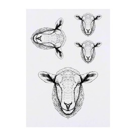 Azeeda 4 x 'Schafkopf' Temporäre Tattoos - Wasserfest, Hautfreundlich & Ungiftig · Transfers in Verschiedenen Größen (TO00073278)