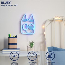 Idea Nuova Bluey Neon Figural LED Hanging Wall Art,Bedroom/Kids Room Wall Décor,5.5"x8"
