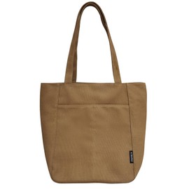 XPass bg102 Canvas Tote Bag, A4, Canvas, Women's, Men's, Plain, Zipper Included, Inside Pockets, Braun, Large