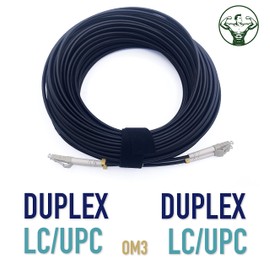 Elfcam® - 150m/492.1ft Outdoor and Indoor Shielded Armored Fiber Optic Cable LC/UPC to LC/UPC OM3 Multimode Duplex 50/125μm LSZH, Black (150M)