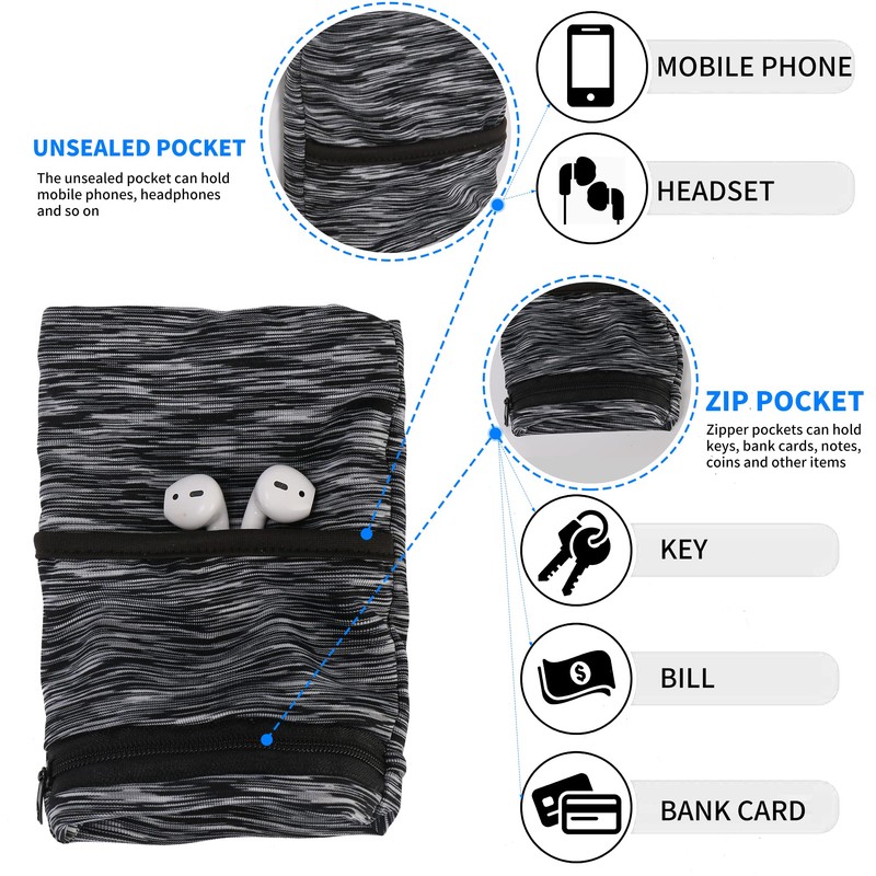 Wrist pouch, pocket Wallet with zippered for Running, Walking, Hiking,