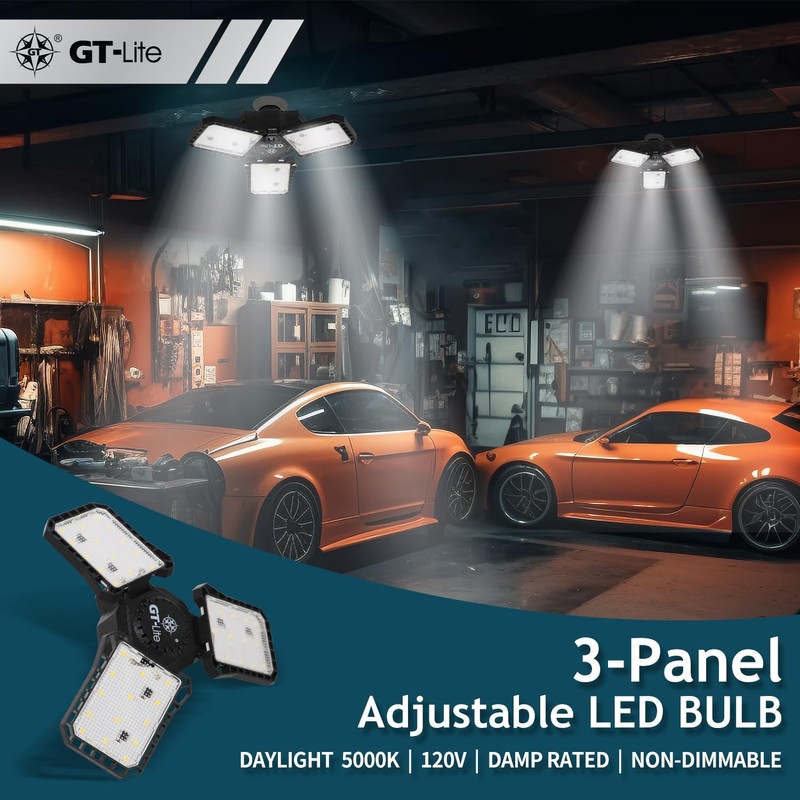 GT-Lite 3000 Lumen LED Garage Light, 300Watt Equivalent, Adjustable 3
