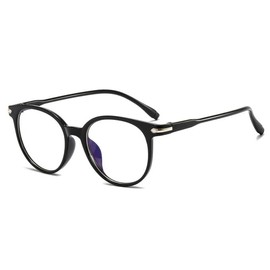 Suertree Blue Light Filter Myopia Glasses Lightweight Myopia Glasses Hinge Fashion Distance Glasses for Women Men Round Black -2.0