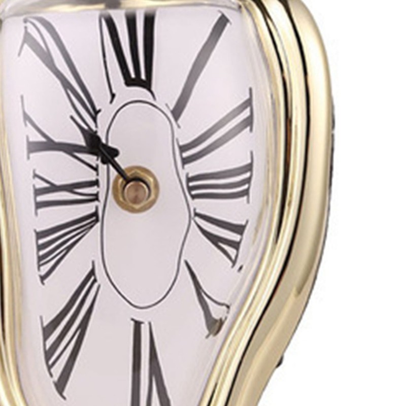 Melting Clock Plastic Retro Decorative Electroplated Metal Paint Desk Table