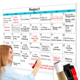 Dry Erase Calendar for Wall - 38" x 58" Extra Large White Board Calendar, One Month Undated Blank Daily Planner, Reusable Laminated 30-Day Task Organizer for Office, Classroom, Home(No Creases)
