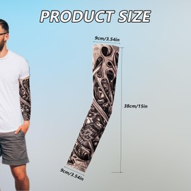 UHMC Fake Tattoos, 4 Pieces Tattoo Sleeves For Men, Temporary Tattoos For Men, Art Arm Fake Tattoo Sleeves Cover For Men Women, Nylon Elastic Arm Stockings Tattoo Hip Hop Sun Block Sleeves