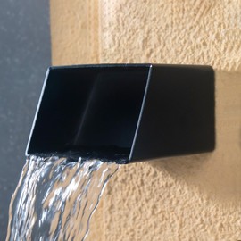 PONDO 6" Square Outdoor Water Fountain Spout - Stainless Steel 316 Spillway Scupper with Contemporary Design for Pools, Ponds, Water Walls, and Fountains (Black)