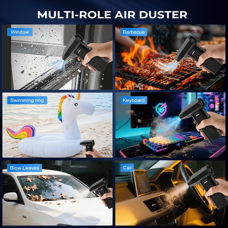 Compressed Air Duster and Vacuum 2 in 1, 180000RPM Powerful