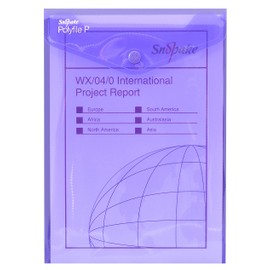 Snopake A5 Polyfile P Portrait Popper Wallet with Press Stud Closure [Pack of 5] Electra Assorted [13274]