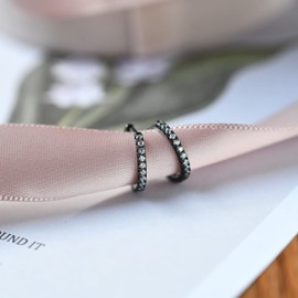 Silver Hoop Earrings for Women，925 Sterling Silver Hoop Earrings with Cubic Zirconia， Yellow Gold/White Gold/Rose Gold/Gold Plated Gun Black Sleeper Cartilage Hoop Earrings (8/10/12mm）