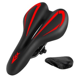 Comfortable Gel Bicycle Saddle with Waterproof PU Leather for Men Women.Ergonomic Bike Seat Cushion with Extra Soft Cushion Padded,Fits Most Bikes