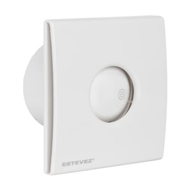 Estevez Extractor De Aire Modelo 1304-BL(eco) | Ventilador Para Baño y Cocina Tipo Europeo Color Blanco, 4", 17 Watts, 41dB, Flujo de Aire 53m³/hr, | Instalación en Muro o Techo.